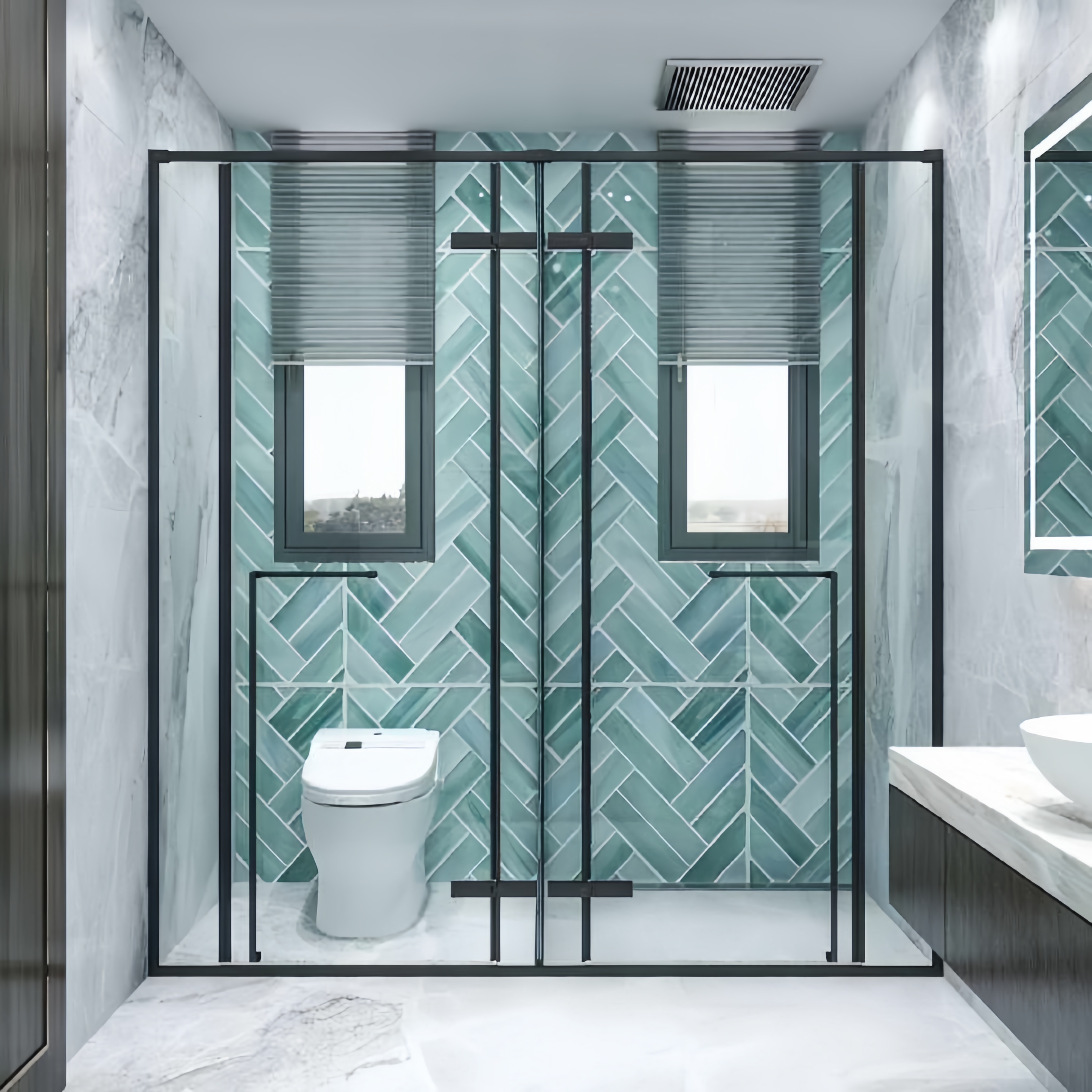 PHÒNG TẮM KÍNH ĐÔI CAO CẤP 180° CỬA MỞ - NHẬP KHẨU